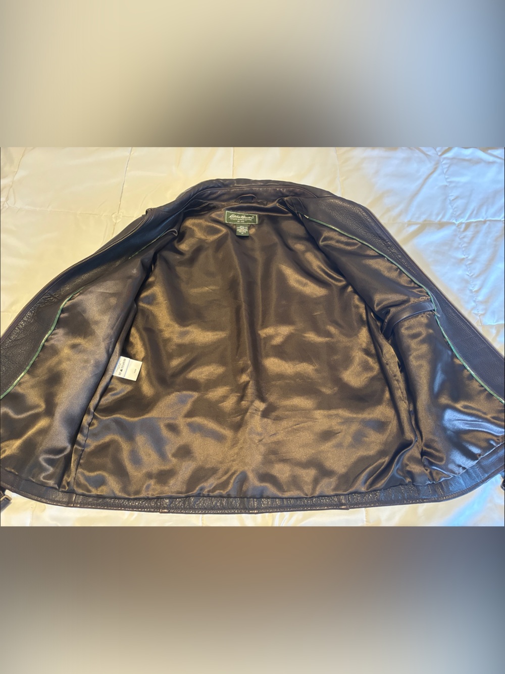 Eddie Bauer Brown Leather Zip-Front Jacket - Picture 3 of 6